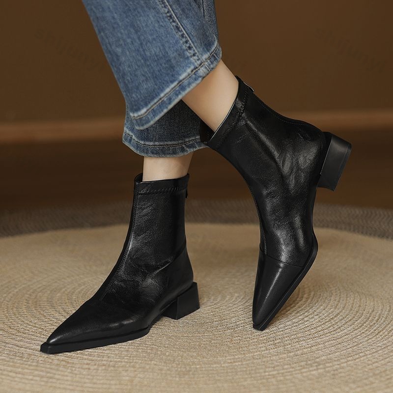Women'S Fashion Korea - Frauen Spitz Kurze Stiefel 2025, Herbst