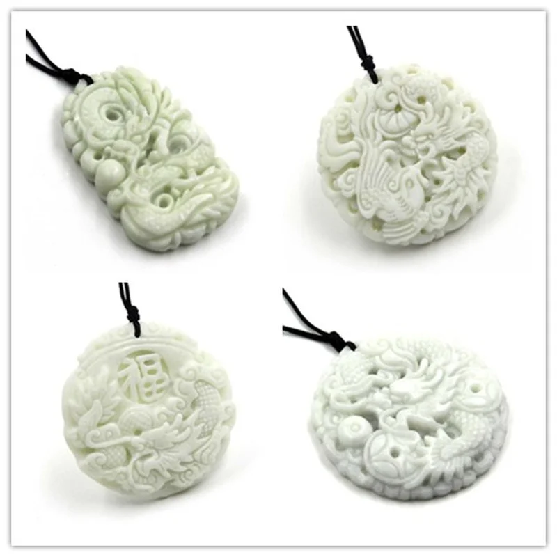 Women'S Fashion Jewellery - Natürliche Weiße jade Dragon Phoenix Anhänger