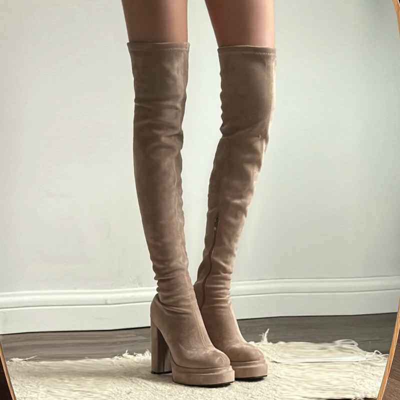 Women'S Fashion Knee High Boots - Nachtclub-Mode Damen Overknee-Stiefel Sexy Dicke Hohe