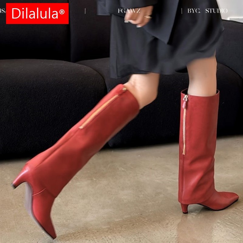 Women'S Fashion Knee High Boots - Dilalula 2026 Echtes Schaffell Frauen Kniehohe