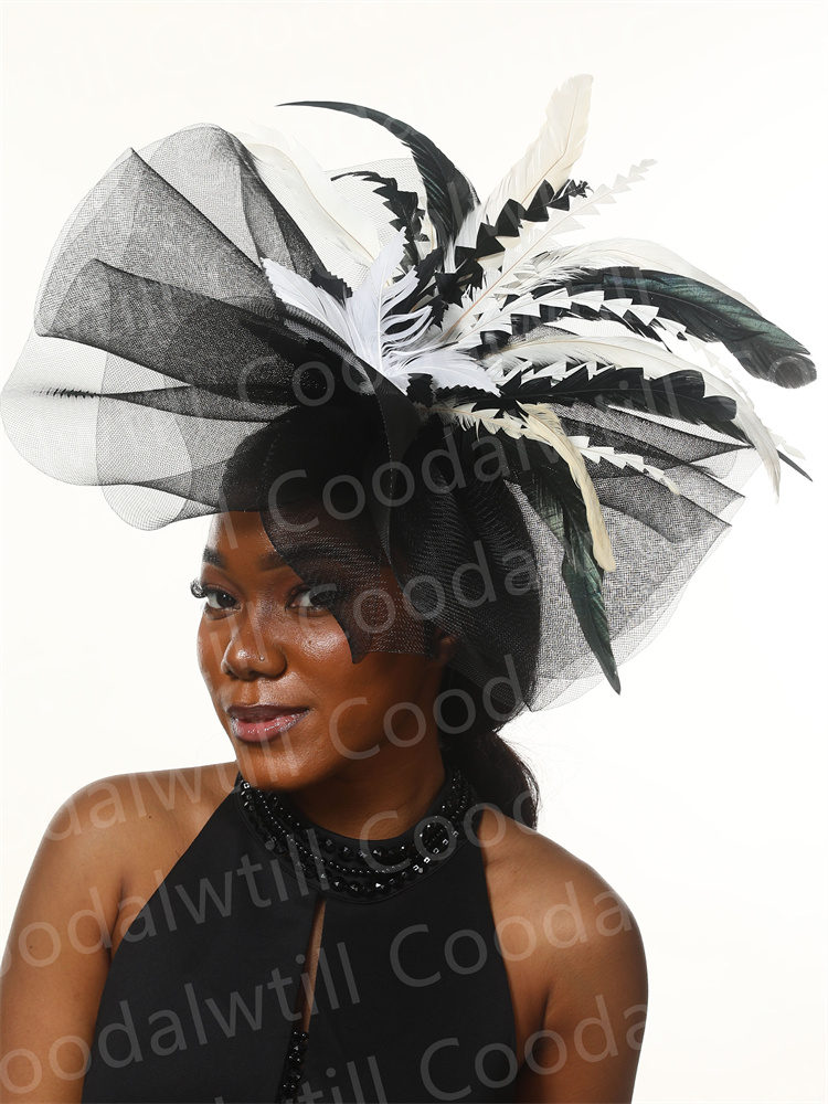 Women'S Fashion Kentucky Derby - Schwarz-Weiß-Derby Fascinator Hut Frauen Hochzeit Kopf