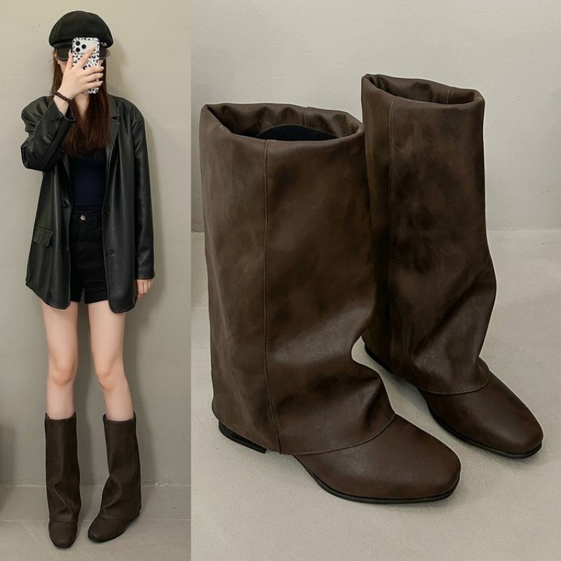 Women'S Fashion Knee High Boots - 2026 Neue Vintage-Mode-Stiefel mit eckiger Spitze