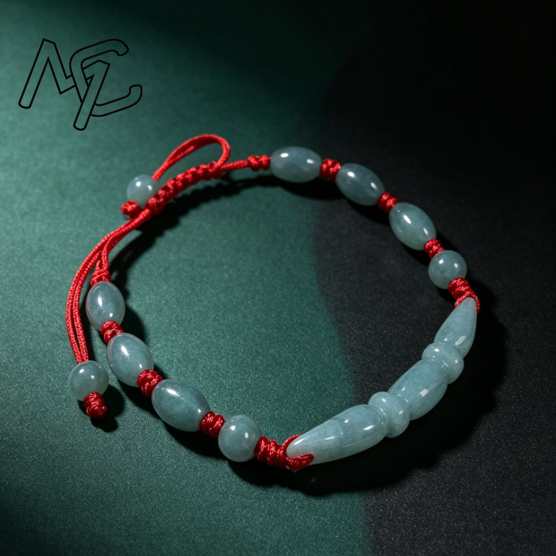Women'S Fashion Jewellery - Natürliche blaue Wasser-Jade, Burma-Smaragd, Lotuswurzel-Knoten-Perlen, DIY-Armband,