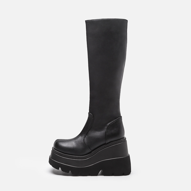Damen-Plateaustiefel Punk Halb – Women'S Fashion Knee High Boots Bewertung und Preis