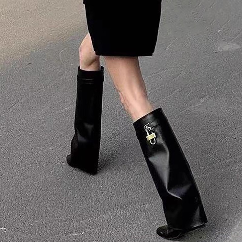 Neue Keilabsatz-Kniestiefel fü – Women'S Fashion Knee High Boots Bewertung und Preis
